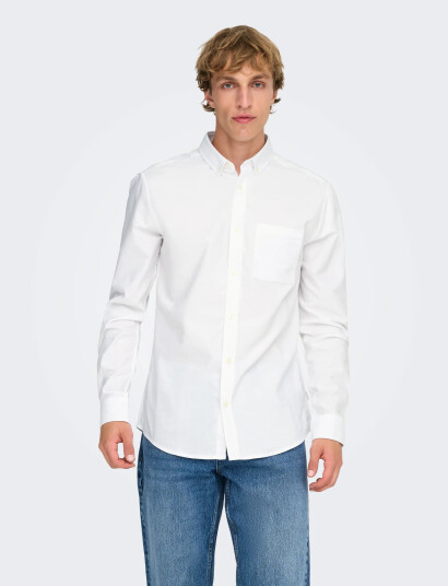 ONLY & SONS Onsalvaro Slim Ls Oxford Shirt Noos Frml White S