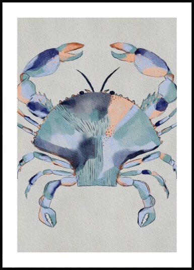 Coastal Blue Crab Painting Plakat / 21x30