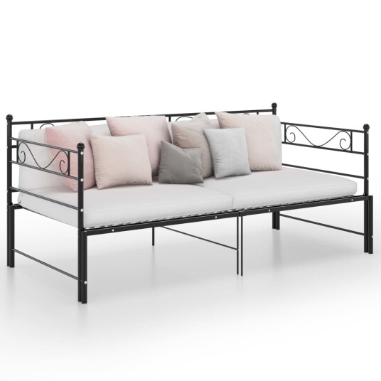 vidaXL Uttrekkbar ramme til sovesofa svart metall 90x200 cm