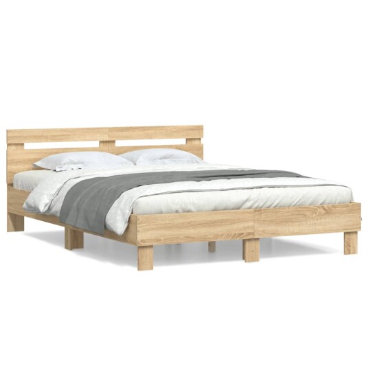 vidaXL Sengeramme med hodegavl sonoma eik 150x200 cm konstruert tre 8721012246324