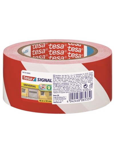 tesa Signal Universal Warning marking tape 66m x 50mm Rød-Hvit