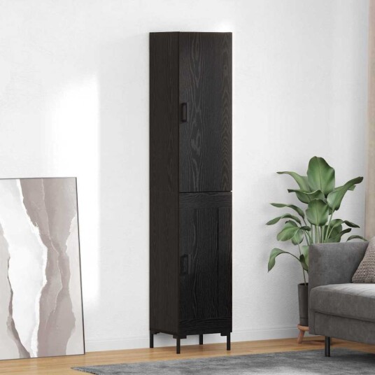 Høyskap Svart Eik 69,5 x 34 x 180 cm Konstruert tre