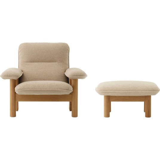 Audo Copenhagen Brasilia Lenestol med Ottoman Natural Oak Bouclé 02 Beige Audo Copenhagen Brasilia Lenestol med Ottoman Natural Oak Bouclé 02 Beige
