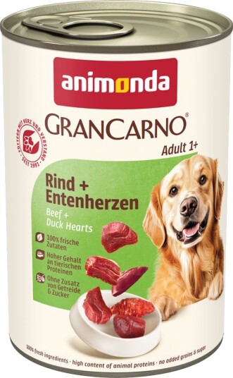 Animonda Grancarno Våtfôr Sparepakke Grancarno Original & Andehjerter Okse 12 X 400 G