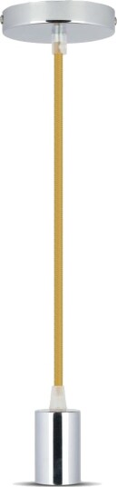 E27 pendeloppheng i krom med beige ledning Maks. 60W Ø3,6cm uten lyskilde E27 pendeloppheng i krom med beige ledning Maks. 60W Ø3,6cm uten lyskilde