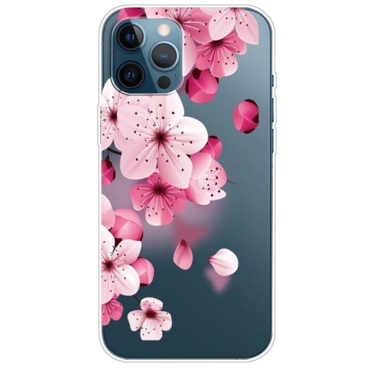INCOVER iPhone 13 Pro Fleksibelt Gjennomsiktig Plastisk Bakdeksel - Rosa Blomster