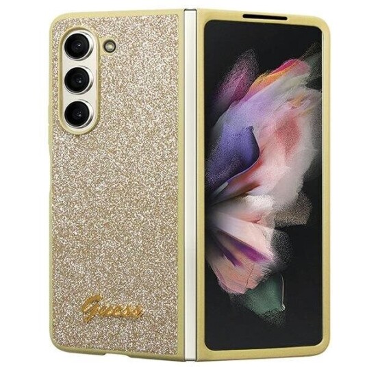 Guess Hardt Deksel til Samsung Galaxy Z Fold 5 Glitter Script Gull