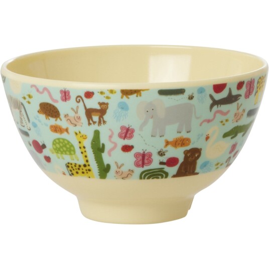 Rice Melamine Skål Med Wildlife Print MintSmall 300 Ml