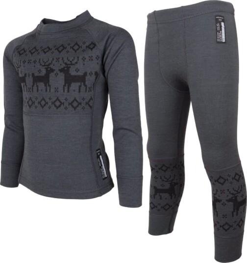 Lindberg Kids' Kåbdalis Merino Set 150, Anthracite