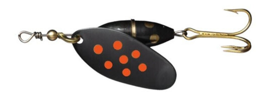 Myrans Spinner, Panter sort/rød, 10 gram Myrans Spinner, Panter sort/rød, 10 gram