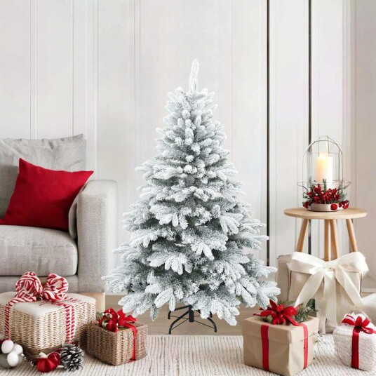  Moderne Kunstig Hengslet Juletre Snø Flocket Hvit 120 cm