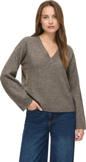 Vila Viliga L/S Rev V Neck Knit Top Noos Brown XL Vila Viliga L/S Rev V Neck Knit Top Noos Brown XL