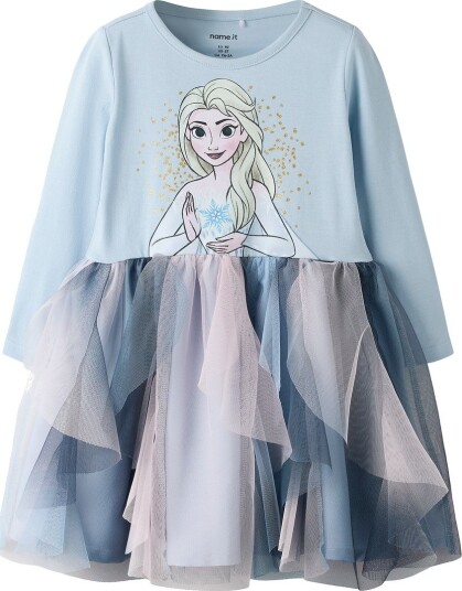 Name It Kjole Tyl NmfSori Frossen Dempet Blue Name It 8 år (128) Kjole Blå Lyseblå Rosa