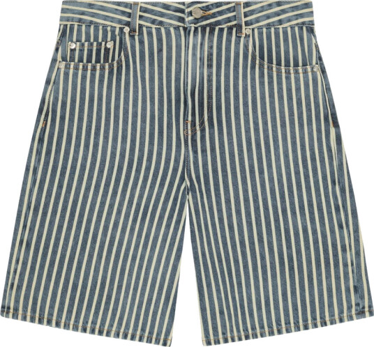 Ganni Striped Denim Shorts Blue 28