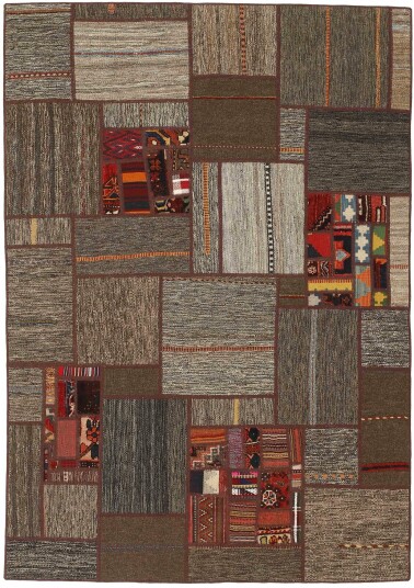 Håndknyttet. Opphav: Persia / Iran Kelim Patchwork Teppe 140x200