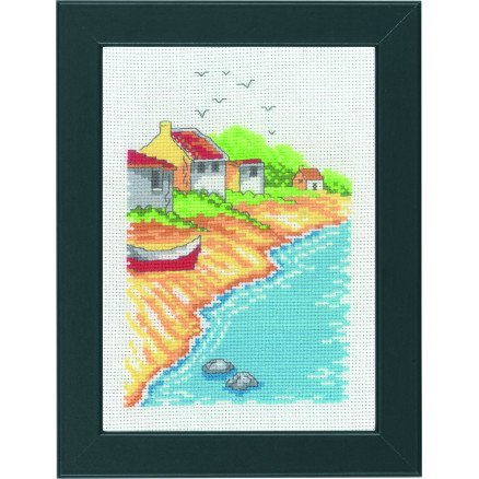 Permin Broderisett Strandhus 18x13cm