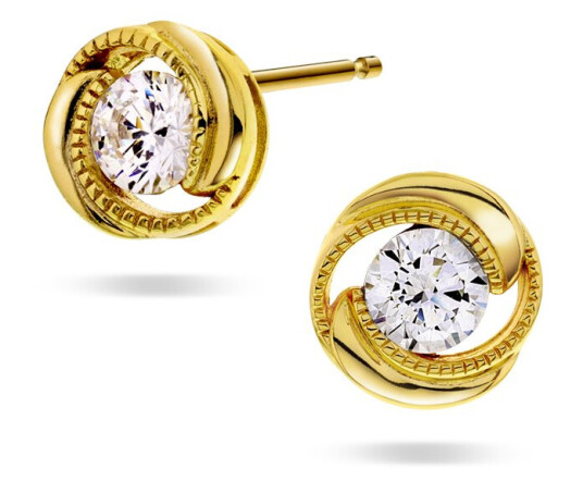 Pan Jewelry, Øredobber i forgylt 925 sølv med hvit zirkonia Pan Jewelry, Øredobber i forgylt 925 sølv med hvit zirkonia