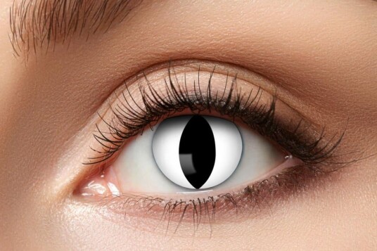 Party-linser svarte hvite 3 mnd katt fargede linser halloween kule crazy skumle