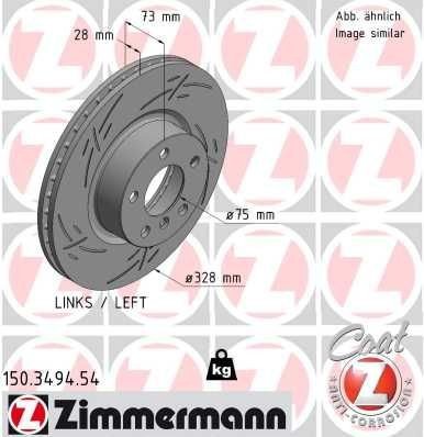 Bremseskive ZIMMERMANN 150.3494.54 Bremseskive ZIMMERMANN 150.3494.54