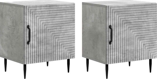  Nattbordskap 2 pcs Betonggrå 43 x 34,5 x 50 cm Konstruert tre