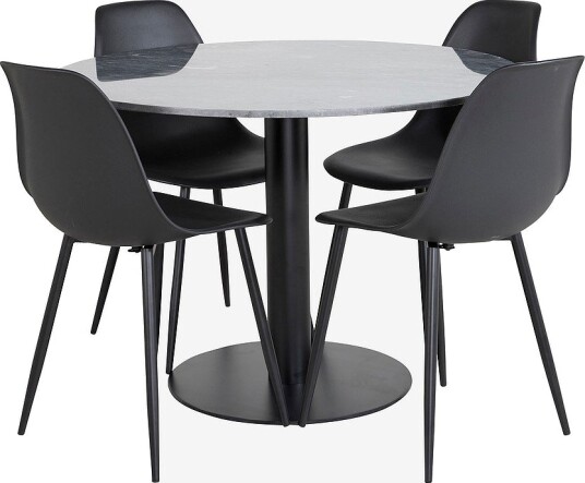 Venture Home Spisegruppe Estelle med 4 stk spisestoler Polar Svart Venture Home Spisegruppe Estelle med 4 stk spisestoler Polar Svart
