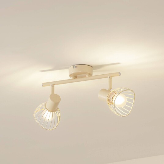 Lindby taklampe Piena beige 2 lyskilder metall 39 cm