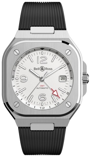 Bell & Ross Herreklokke BR05G SI ST/SRB BR 05 GMT Hvit/Gummi Ø41