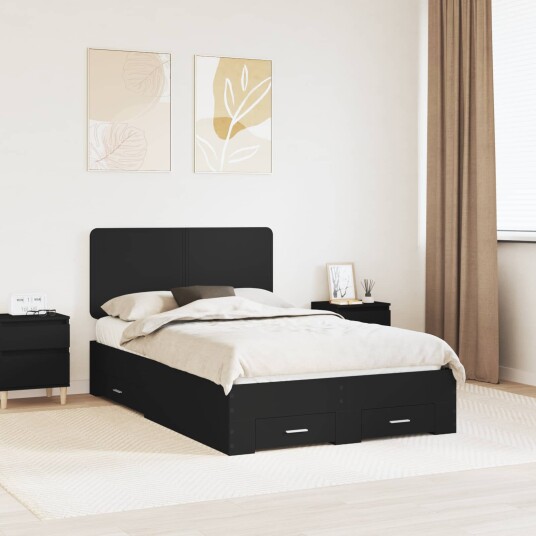 Sengestamme med hodegjerde Svart 120 x 190 cm Konstruert tre
