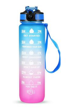 1 liter sportsvannflaske med tidsmarkør Vannkanne Lekkasjesikker vannkoker for kontor skole og camping BPA-fri blå/lilla 1 liter sportsvannflaske med tidsmarkør Vannkanne Lekkasjesikker vannkoker for kontor skole og camping BPA-fri blå/lilla