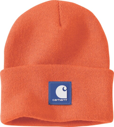 Carhartt Rubber Patch Watch Cap Beanie Brite Orange One Size