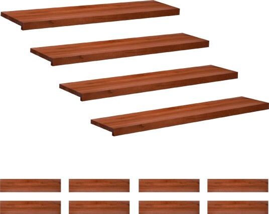 vidaXL Trappetrinn 12 stk. 110 x 25 x 2 cm Brun Massiv bøketre