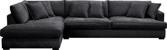 Rossita Lyx 4 seters Venstrevendt L formet Extra Dyp Sjeselongsofa i Chenille Svart Chenille Rossita Lyx 4 seters Venstrevendt L formet Extra Dyp Sjeselongsofa i Chenille Svart Chenille