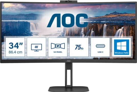 AOC CU34V5CW 34" UltraWide VA-Skjerm 3440x1440 100Hz Svart AOC CU34V5CW 34" UltraWide VA-Skjerm 3440x1440 100Hz Svart