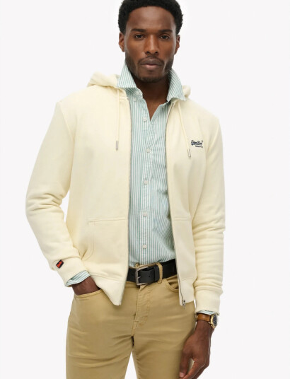 Superdry Essential Logo Zip Hoodie Hb   Cream   XXL