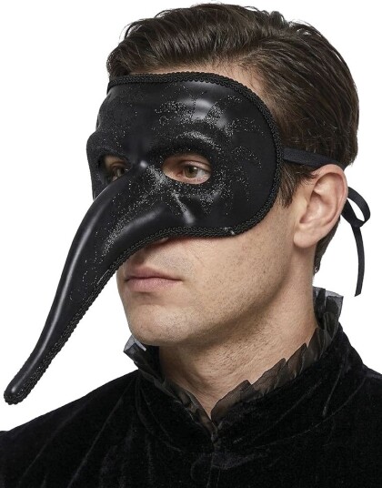 Svart Venetiansk Maske med Glitter Svart Venetiansk Maske med Glitter