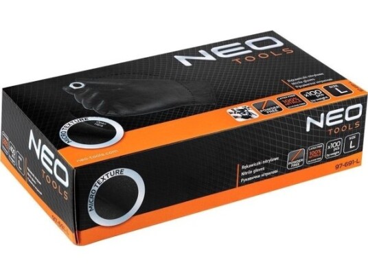 Neo Nitrile Gloves Nitrile Gloves Black 100 Pieces Size L Neo Nitrile Gloves Nitrile Gloves Black 100 Pieces Size L