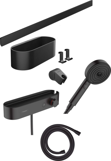 Hansgrohe WallStoris Dusjpakke 3 stråletyper med termostat Sort Matt