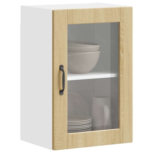  Veggmontert kjøkkenskap med glassdør Porto sonoma eik 8721158423566