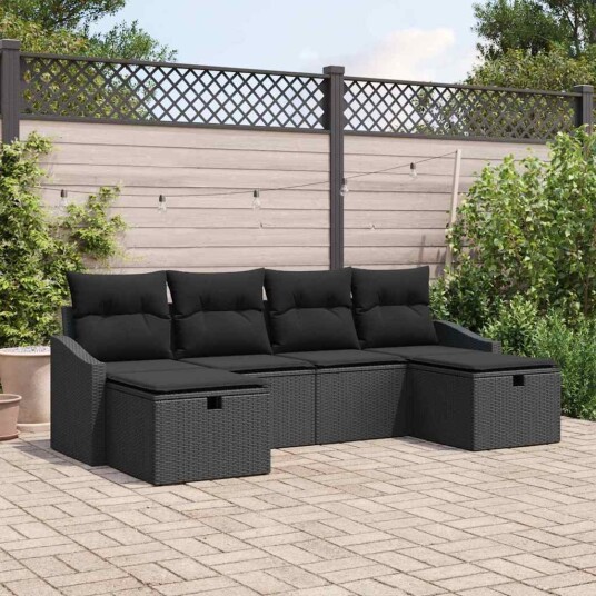 vidaXL Sofa sett 6 stk. polyrotting