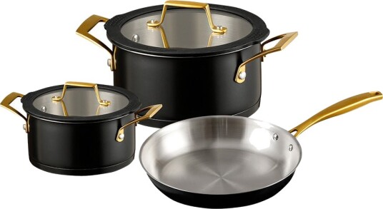 Ask Obsidian Grytesett 18+24cm + Stekepanne 28cm Sort Ask Obsidian Grytesett 18+24cm + Stekepanne 28cm Sort
