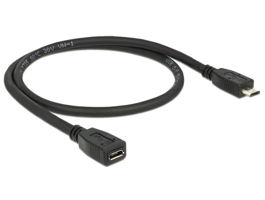 Delock Usb-forlengelseskabel Micro-usb Type B Til Micro-usb Type B 50 Cm