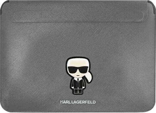 Karl Lagerfeld Saffiano Ikonik Karl etui for en 16" bærbar datamaskin sølv