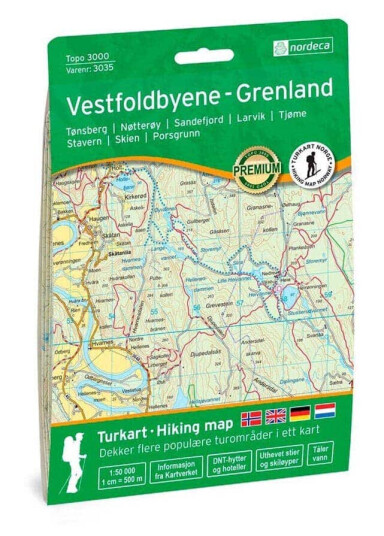Topo 3000 Vestfoldbyene-Grenland turkart 1:50000
