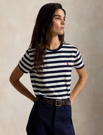 Polo Ralph Lauren Striped Cotton Jersey Tee White L