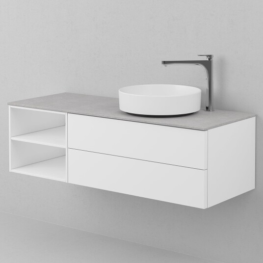 INR Iconic Nordic Rooms AIR Solid Servantskap med 2 Skuffer og Åpen Oppbevaring H:35xd:45cm Premium White / 120cm Høyre