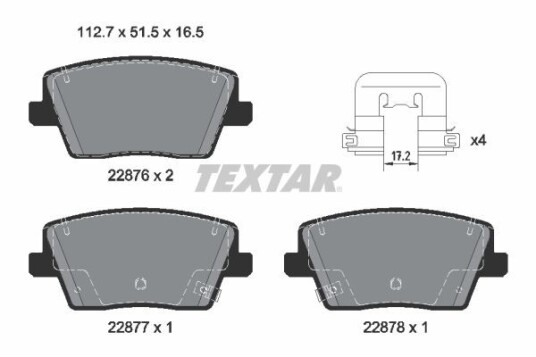 Bremseklosser TEXTAR 2287601 Bremseklosser TEXTAR 2287601