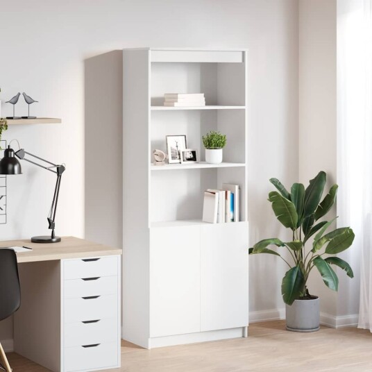 Highboard hvit 70x35x180 cm konstruert tre