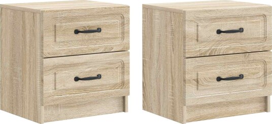 Nattbordskap med skuff 2 pcs Sonoma eik 43 x 34,5 x 44,5 cm