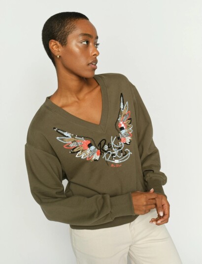MOS MOSH Mmcosette V Ls Spring Sweatshirt Khaki green XL