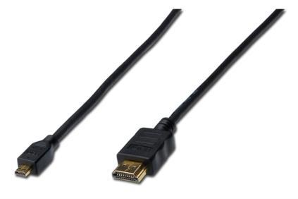 Digitus 1m HDMI-kabel Type A til Type D med Ethernet - Svart